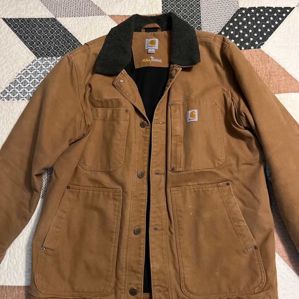 Carhartt Brown Jacket - Full Swing - Chore/Barn Jacket - Free Hood! - Large